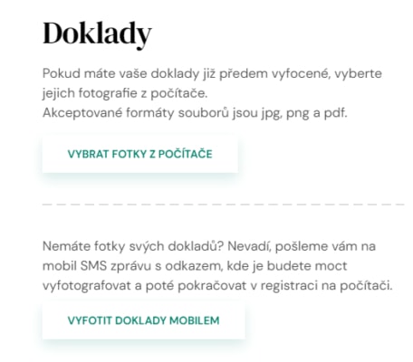 Registrace na crowdfundingové platformě Upvest – nahrání dokladů totožnosti