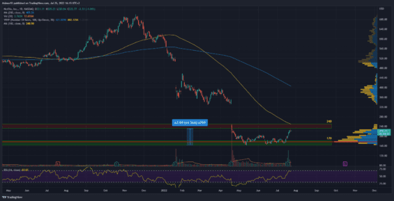 Denní graf akcie Netflix