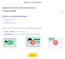 Výběr dokladu totožnosti