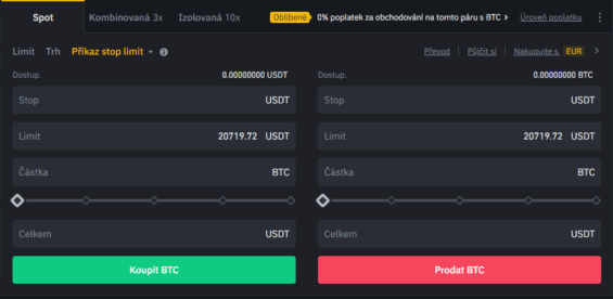 Stop limit order na Binance