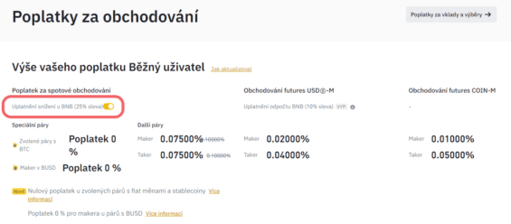 Poplatky za obchodování na Binance