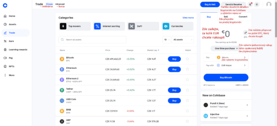 Coinbase Simple směnárna