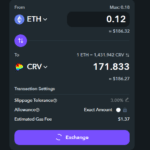 Swap ETH a CRV skrze Zapper