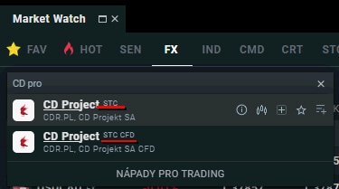 Akcie CD projekt u XTB - nabídka akcií a detivátu CFD
