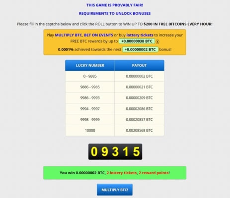 Prvním zmáčknutí jsme vyhráli BTC za 5 halířů, mohli jsme však vyhrát až 5 000 Kč!