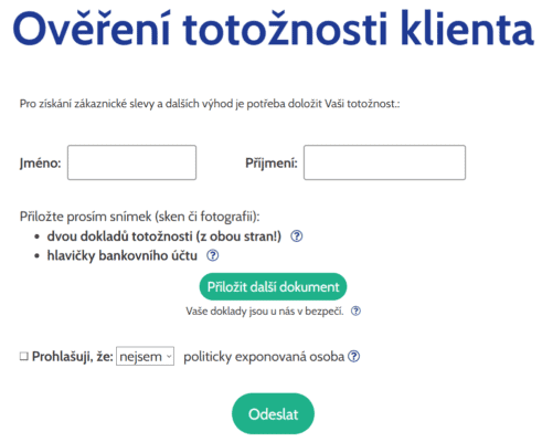 Ověření totožnosti zákazníka
