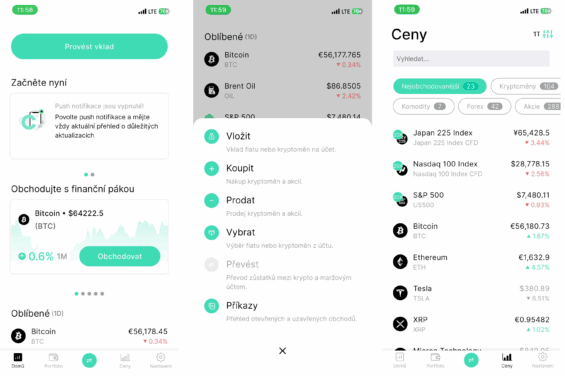 Ukázka obchodního prostředí na Change Invest