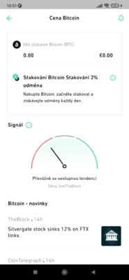 2% odměny za staking Bitcoinu na Change