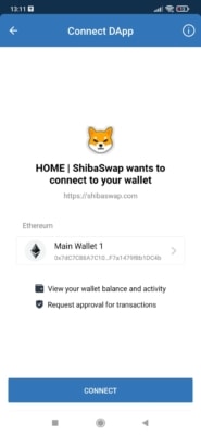 Potvrzení připojení v Trust Wallet