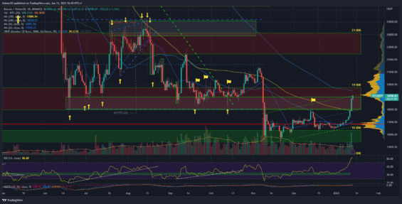 Kurz bitcoinu na denním grafu