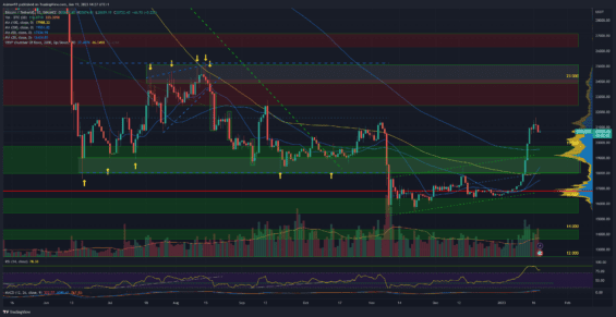 Kurz bitcoinu na denním grafu