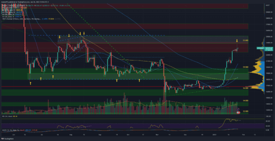 Denní graf trhu s BTC