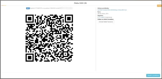 Výsledný QR kód pro dokončení platby