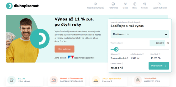 Hlavní stránka platformy Dluhopisomat