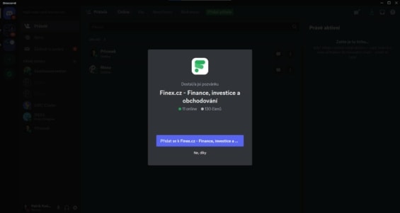 Připojení k Finex Discordu – krok 2.