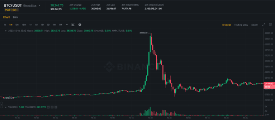 Cena Bitcoinu dosáhla na krátko 30 000 USD