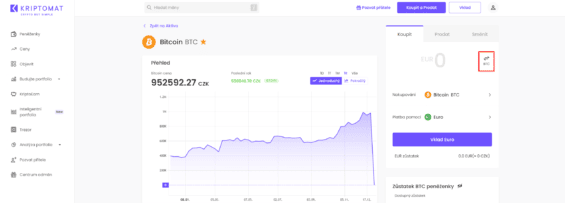 Nákup kryptoměn na Kriptomatu