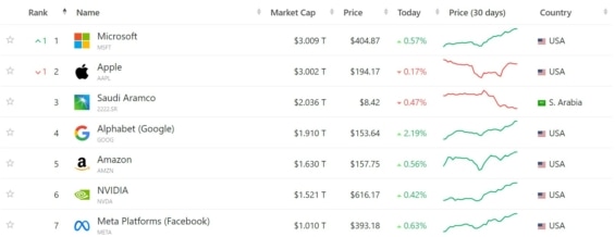 7 nejhodnotnějších společností světa 