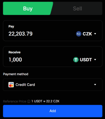 Nákup za CZK na BingX