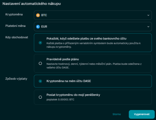 Aplikování DCA na burze DASE