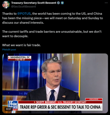 Příspěvek amerického ministra financí