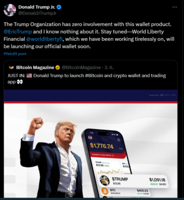 Distancující tweet Donalda Trumpa mladšího