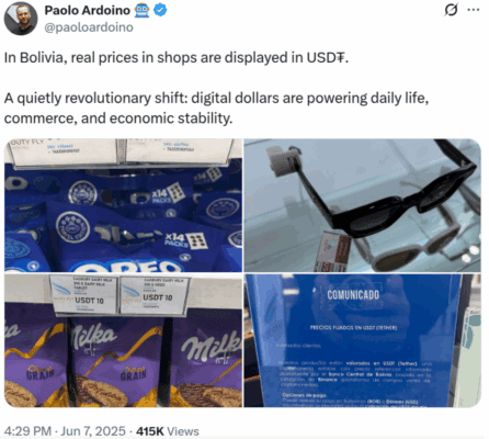 Ceny v obchodu v USDT