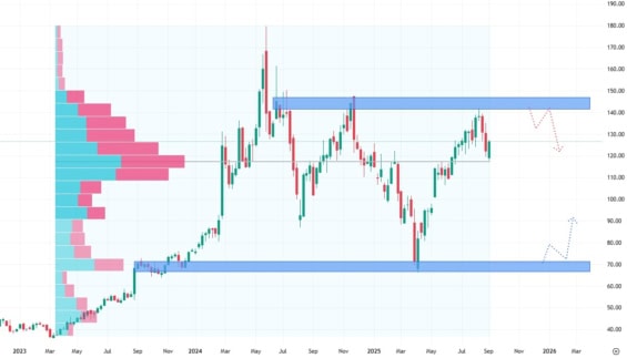 Měsíční akciový graf společnosti Dell