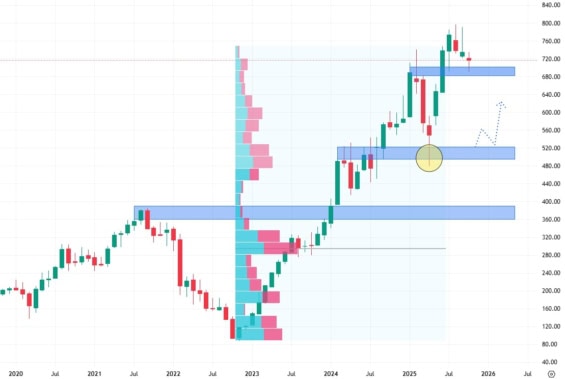 Měsíční akciový graf společnosti Meta Platforms