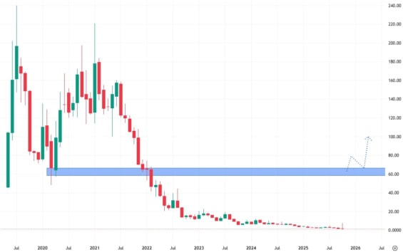 Měsíční akciový graf společnosti Beyond Meat