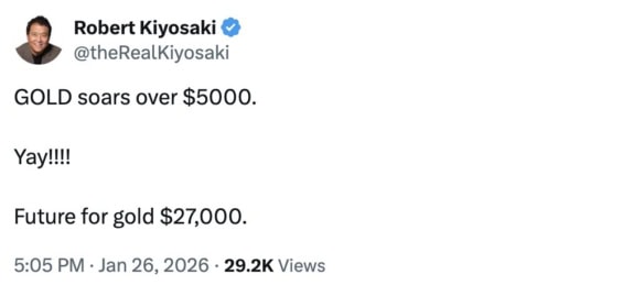 Kiyosaki zase jednou větší budoucnost – zlato za 27 000 USD za unci