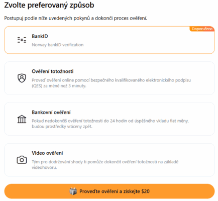 Možnosti ověření na Bybit EU