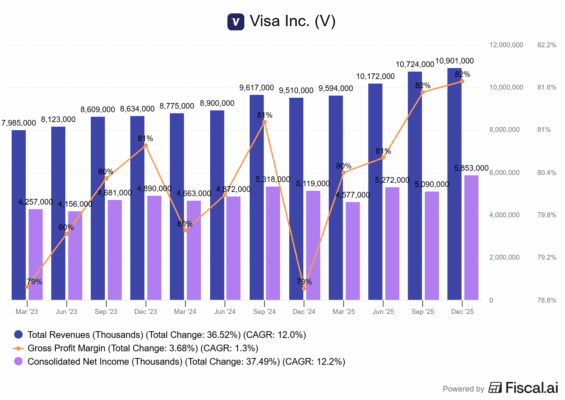Finanční výsledky Visa