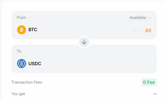 Funkce convert na Bybit EU