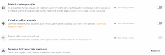 Možnosti zabezpečení výběru na Bybit EU