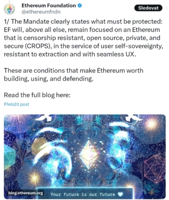 Nový mandát Nadace Ethereum