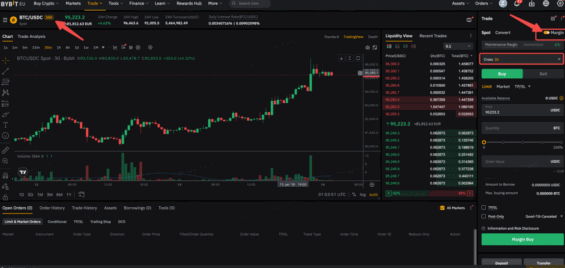 Zapnutí marže na Bybit EU