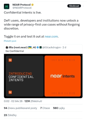 NEAR Protocol spouští Confidential Intents – nové privacy-first řešení pro DeFi.