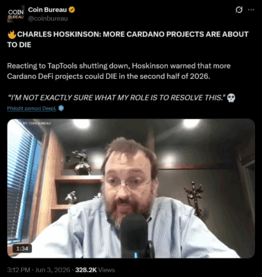 Zakladatel Cardana Charles Hoskinson ve videu vysvětluje svůj pohled na aktuální situaci.