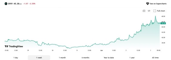 Vývoj indexu BVIV na Bitcoinu.
