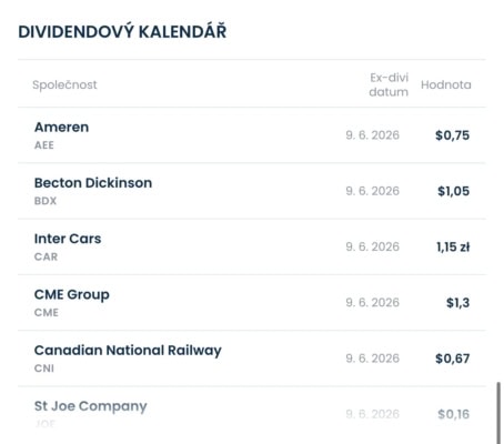 Dividendový kalendář